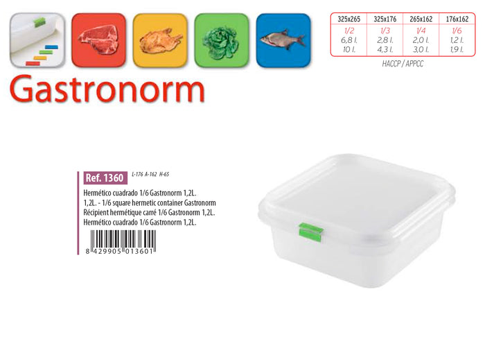 Gastronorm Plastic Storage Container - 1.2 lt
