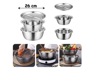 3 Pieces Stainless Steel Grater with Strainer and Bowl - HouzeCart