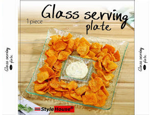 Squared Glass Dish with dipping compartment - HouzeCart