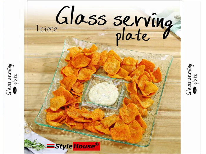Squared Glass Dish with dipping compartment