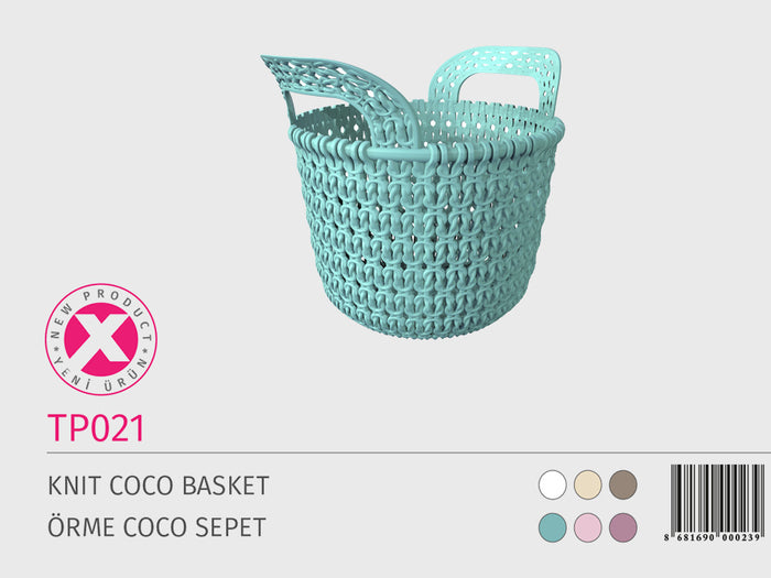 Knit Design Plastic Basket with handles