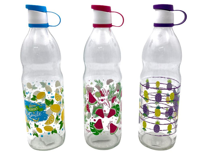 Decorated Glass Bottle, 1 lt