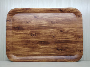 Wooden Design Rectangular Melamine Tray; 17" - HouzeCart