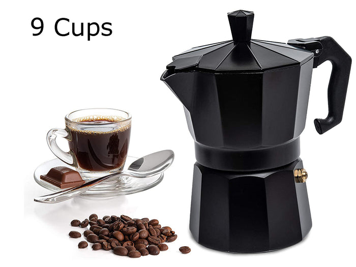 Black 2 levels Italian coffee pot 9 cups