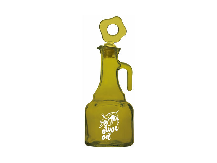 Olive Green Decorated Oil Bottle 275ml w handle & cover