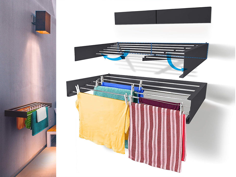 Drying Rack For Wall Wall Mounted Drying Rack Woolite 24 In. W X 5.12 In H Collapsible