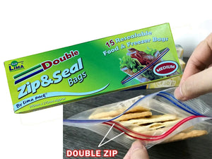 Medium Double Zip & Seal Bags X15