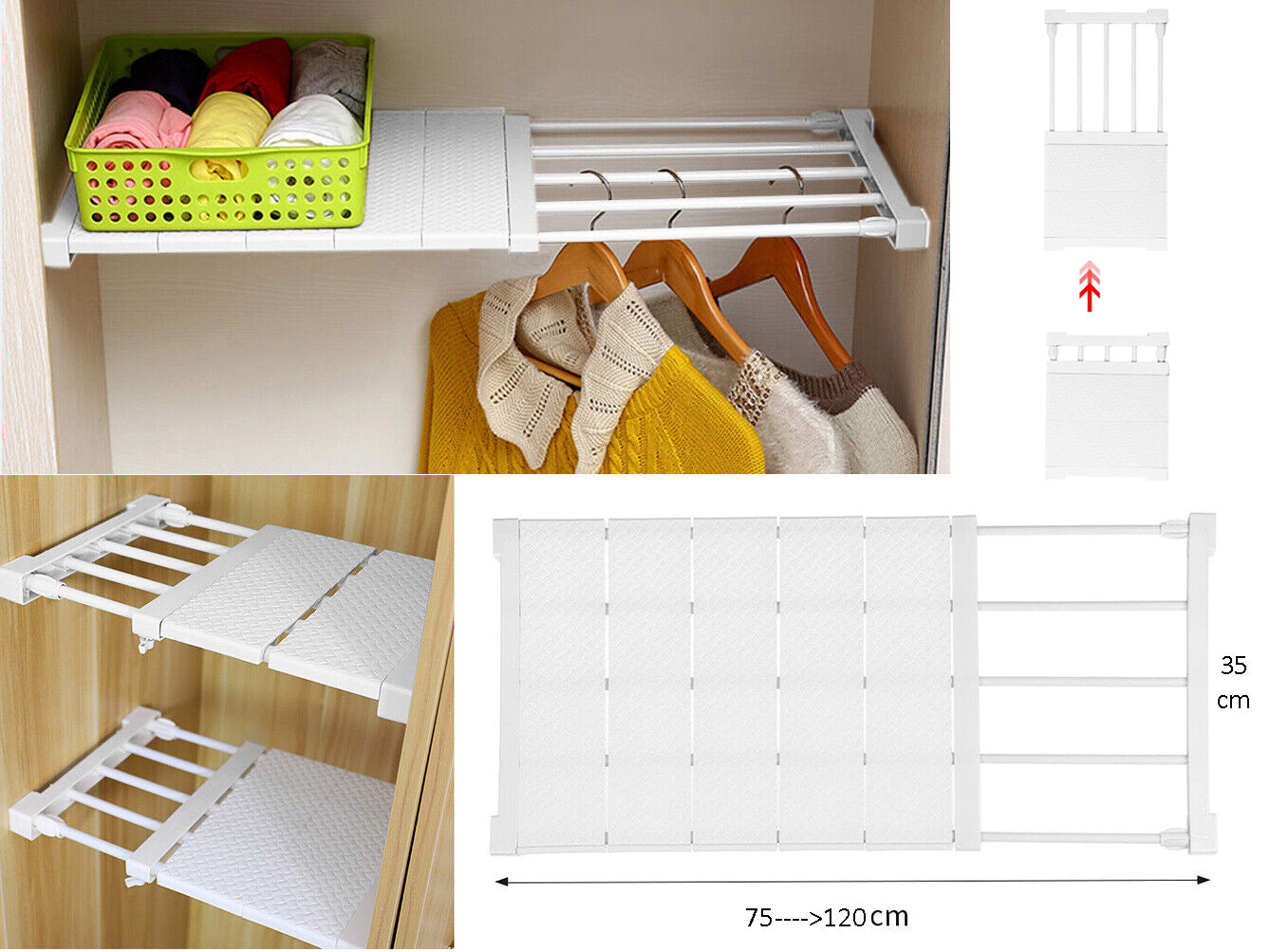 DIY Extendable Closet Cabinet Wrdrobe Shelf 75 to 120 cm – HouzeCart