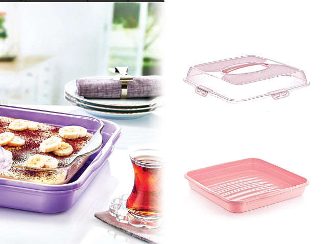 Square Plastic Pastry Carrier with Lid