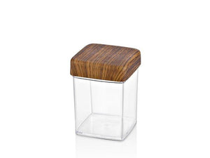 0,4 LT. SQUARE JAR with Wooden Finished Lid - HouzeCart