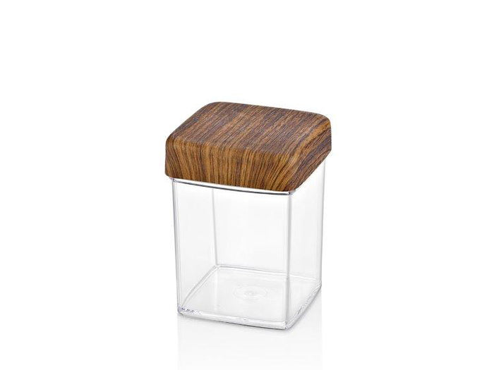 0,4 LT. SQUARE JAR with Wooden Finished Lid