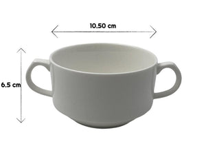 Porcelain bowl with handles full portion