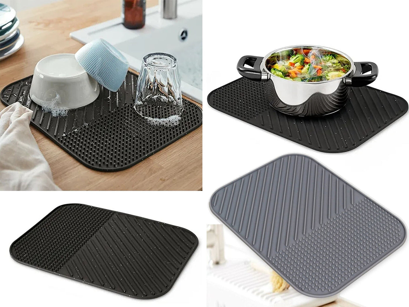 Silicone Draining Pad Kitchen Dish Drying Mat Barbecue Tool Tableware Heat  Resistant Pad Waterproof Dining Table Mat Placemat
