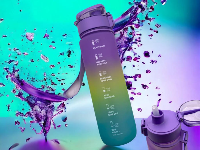 Motivational Water Bottle 1000 ml Colorful Design