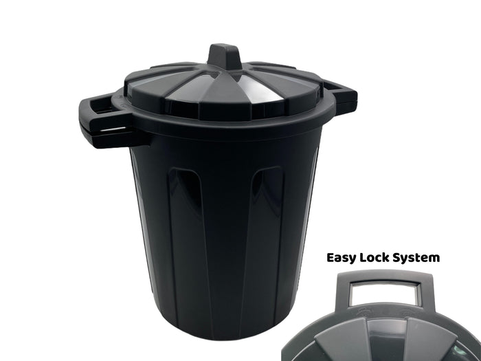 Black Trash Bin 25L with Lock System