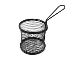 Small Black Round French Fry Serving Basket 8 cm