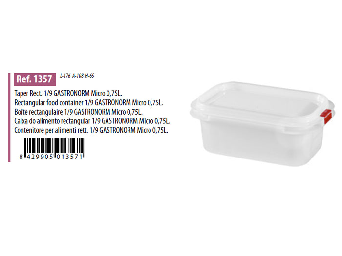 Gastronorm Plastic Storage Container - 0.75 lt