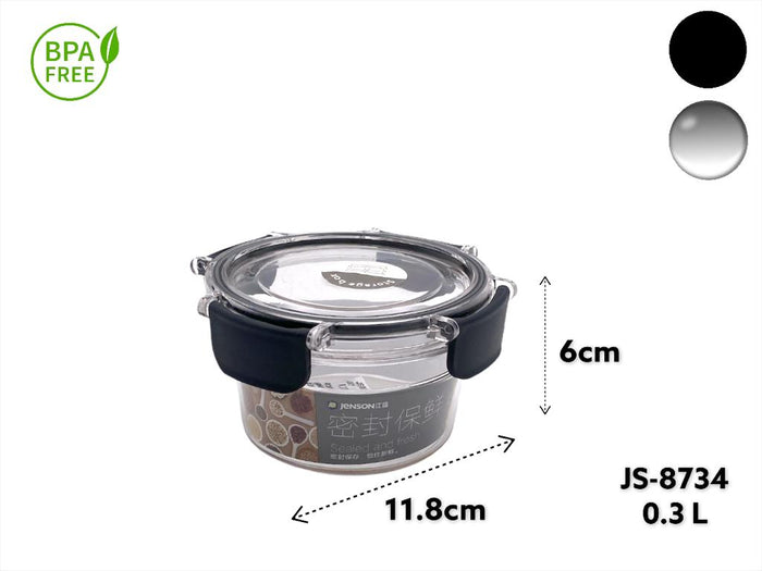 Acrylic Airtight Round Food Storage Box 0.3L