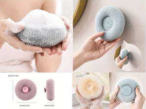 Exfoliating Bath Sponge Cleaning Brush with Suction Cup