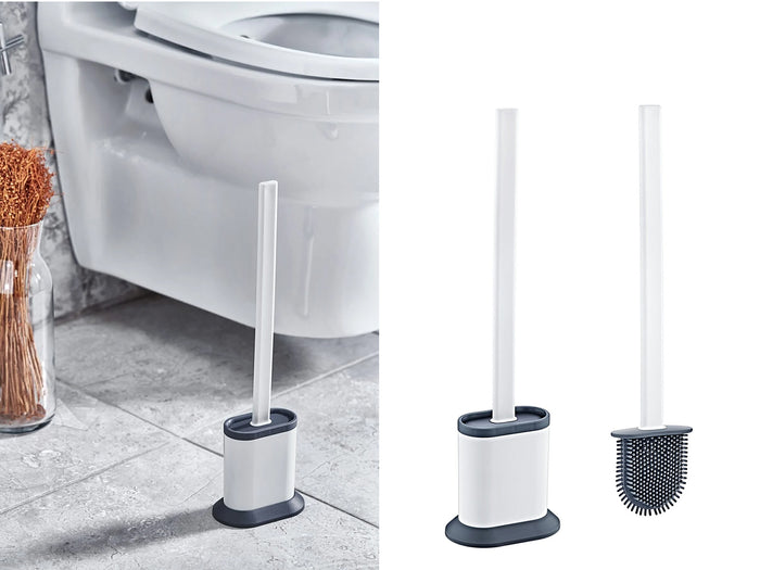 Oval Silicone Toilet Brush with Stand