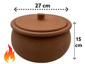 Clay casserole with cover 28 cm - HouzeCart