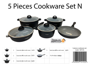 Dosthoff 5 pcs Cookware Casserole Set Black 5 N - HouzeCart