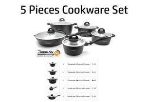 Dosthoff 5 pcs Cookware Casserole Set Black 5M - HouzeCart