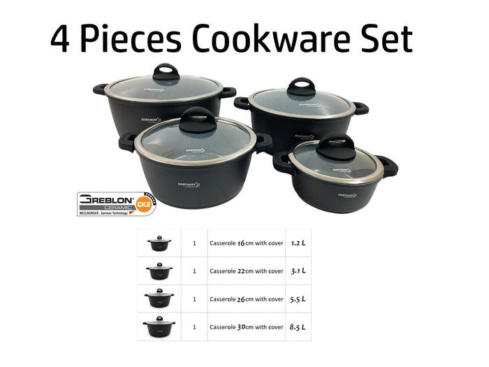 Dosthoff 4 pcs Cookware Casserole Set Black 4 S