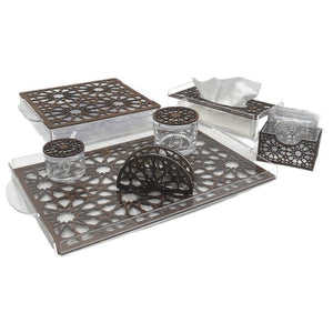 7 Pieces Acrylic Set with Wooden Arabesque Decoration - HouzeCart