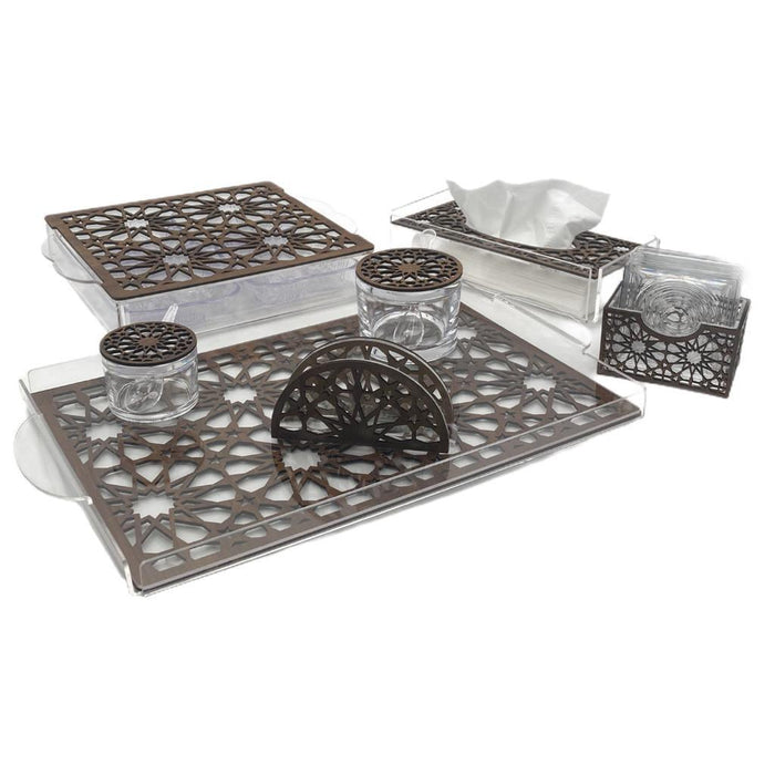 7 Pieces Acrylic Set with Wooden Arabesque Decoration