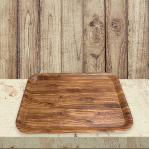 Wooden Design Rectangular Melamine Tray; 17"