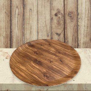 Wooden Design Round Melamine Tray; 12"