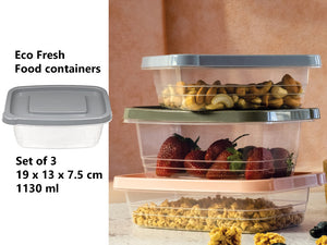 Set of 3 Eco Fresh Rectangular Food Container 1130 ml