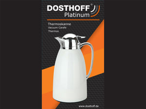 White Insulated Carafe Vacuum Flask w Easy Push Button