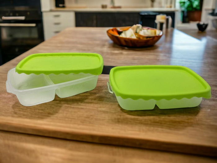 Set of 2 food containers with 2 compartments