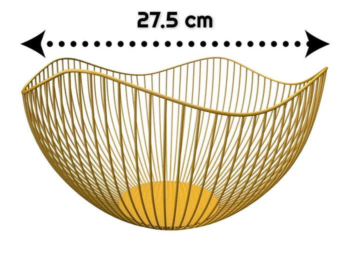 Wavy Metal Fruit Basket Gold