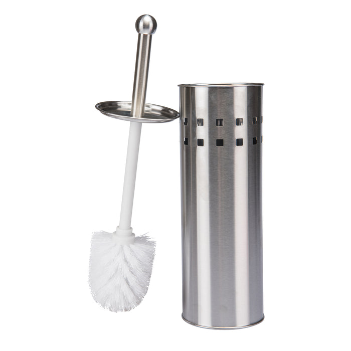 Toilet brush with long stainless steel holder