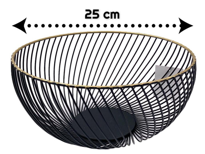 Cyclon Metal Fruit Basket Black Gold Rim