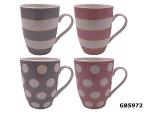 Porcelain Mug with Pink and Gray Design Golden Outline