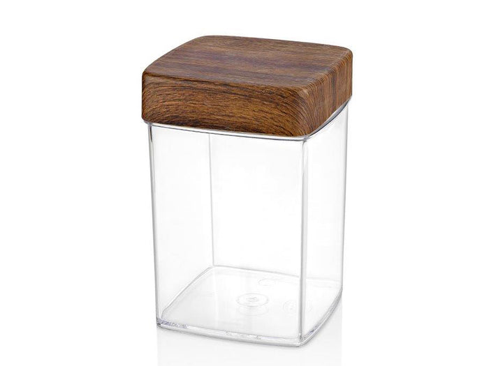 1.9 LT. SQUARE JAR with Wooden Finished Lid