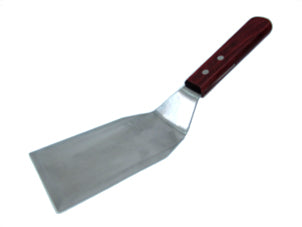 Spatula with curved wooden handle