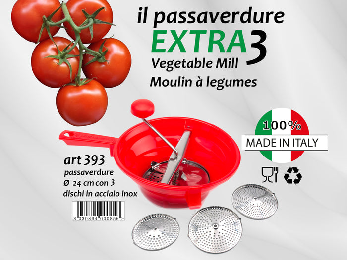Plastic Vegetable Mill "Extra 3" 24 cm with Three Blades