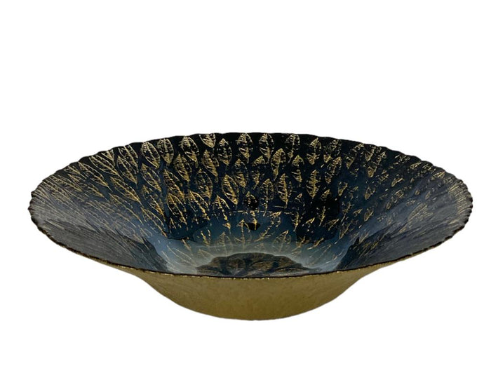 Round Glass Decorated Deep Bowl 30 cm