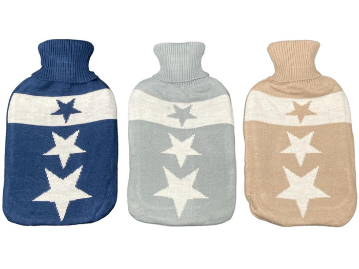 Rubber Heat Water Bag with Wool Shirt Stars Designs