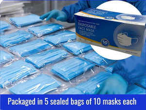 Disposable Face Mask 3 Layers - 50 pieces - HouzeCart