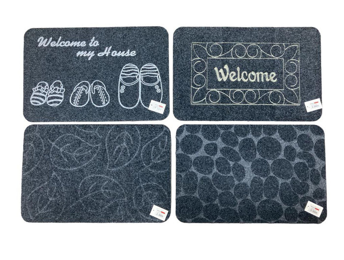 Thin synthetic fiber doormat w TPR backing 58 x 38 cm