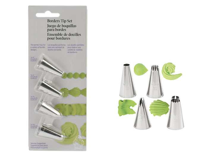 Borders Tip Set for Cake Icing x4