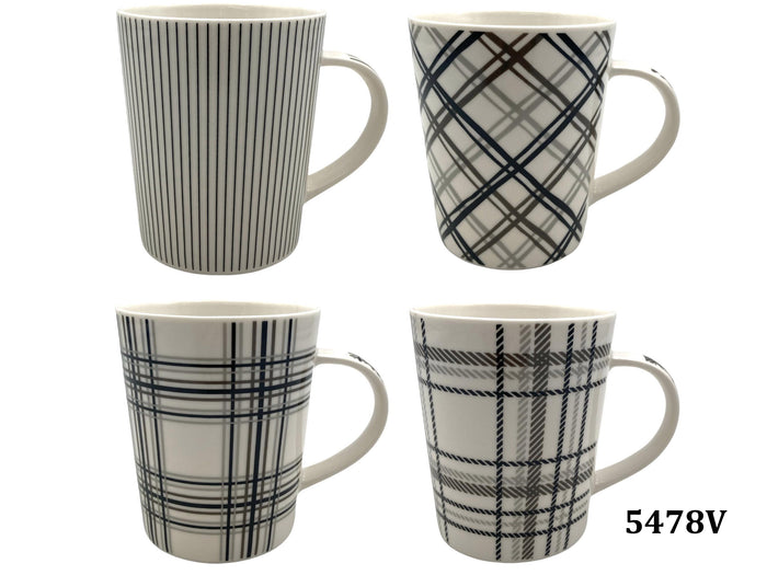 Porcelain Mug with Black/Gray/Brown Lines
