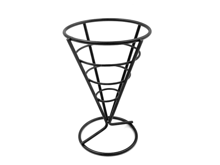 Black Conical Shape Fry Serving Basket with base
