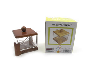 Acrylic squared Sugar Server with wooden base - HouzeCart